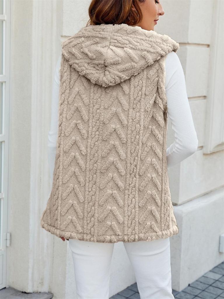 European & American Plush Hooded Cardigan Vest for Fall/Winter - Warm & Stylish Women's Jacket