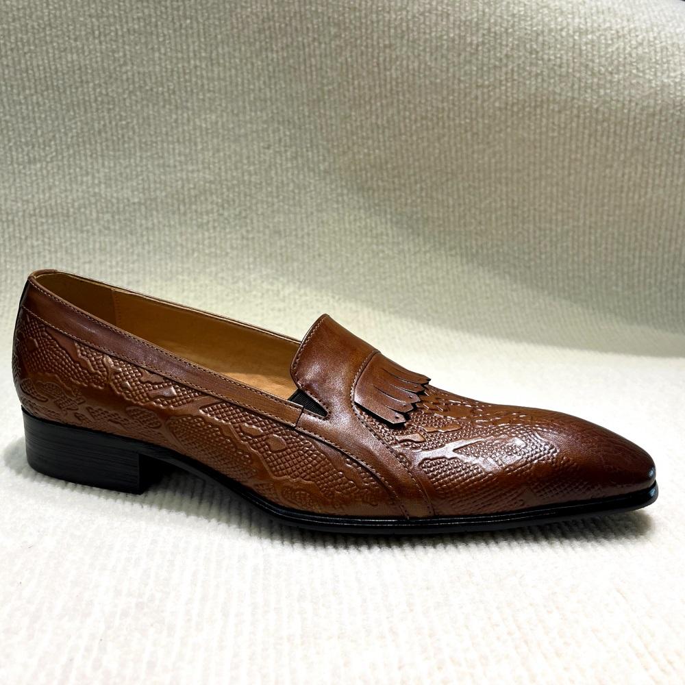 Fashion Men's Genuine Leather Penny Loafers Handmade Tassel Slip-On Dress Shoes for Wedding Banquet Casual Business Footwear