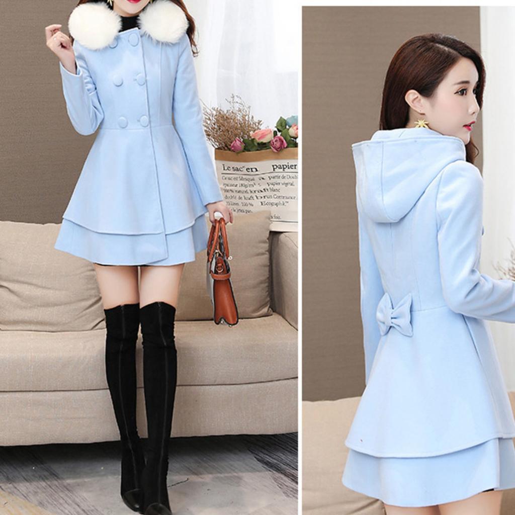 Autumn Winter Women's Woolen Coat Korean Slim Fit Lapel Wool Collar Overcoat Outerwear Wholesale