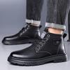 Autumn Winter New Designer Ankle Boots for Men Fleece Keep Warm Leather Boots for Men Fashion Casual Lace Platform Shoes Man