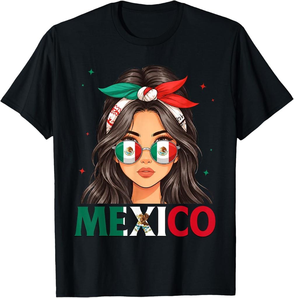Mexico Girl Flag Proud Heritage Month Women Mexican T-Shirt