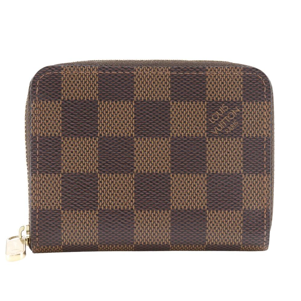LOUIS VUITTON Zip Around Purse Coin Purse N63070 Brown Damier canvas unisex Used