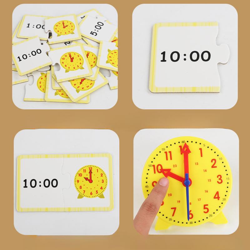 Montessori Wooden Children'S Multi-Functional Early Education Cognitive Clock Baby Enlightenment Cognitive Time Educational Toy