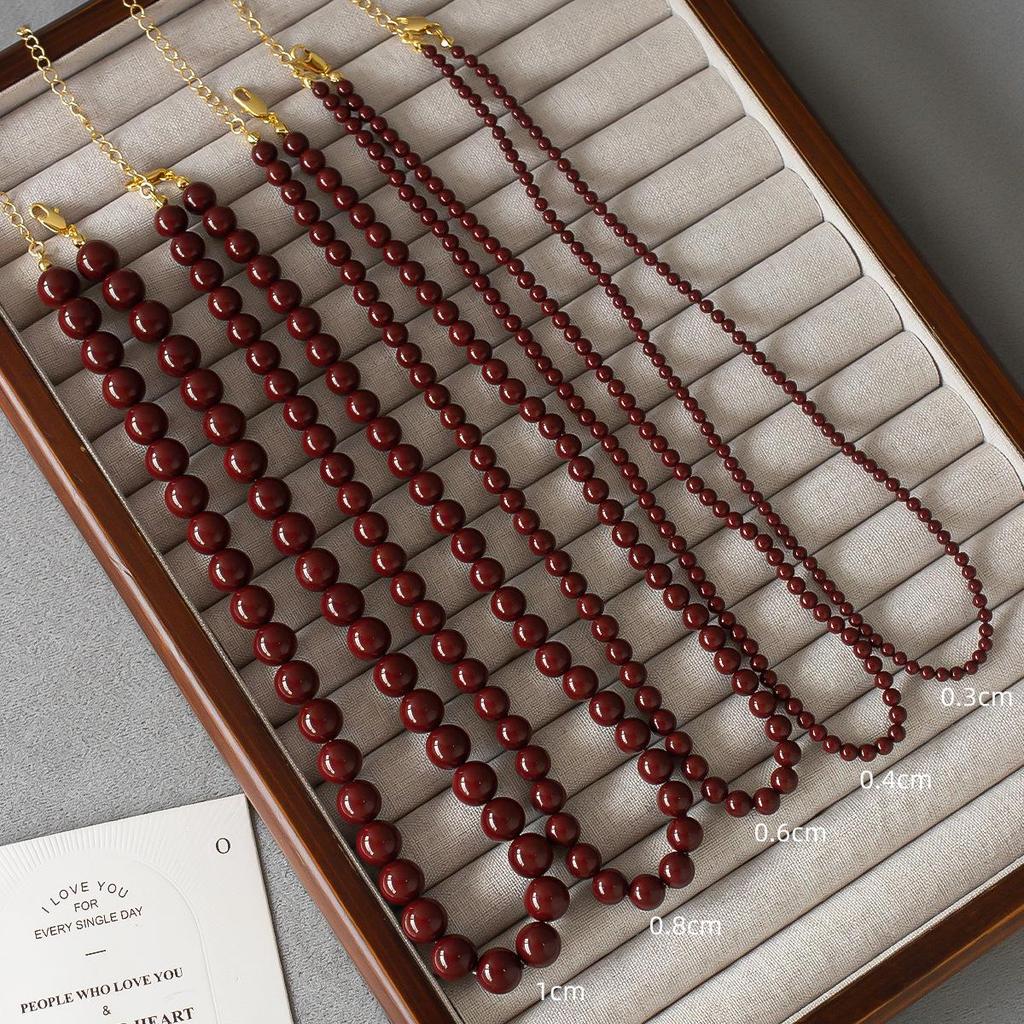 Festive Red Pearl Clavicle Necklace - Winter Encore Collection