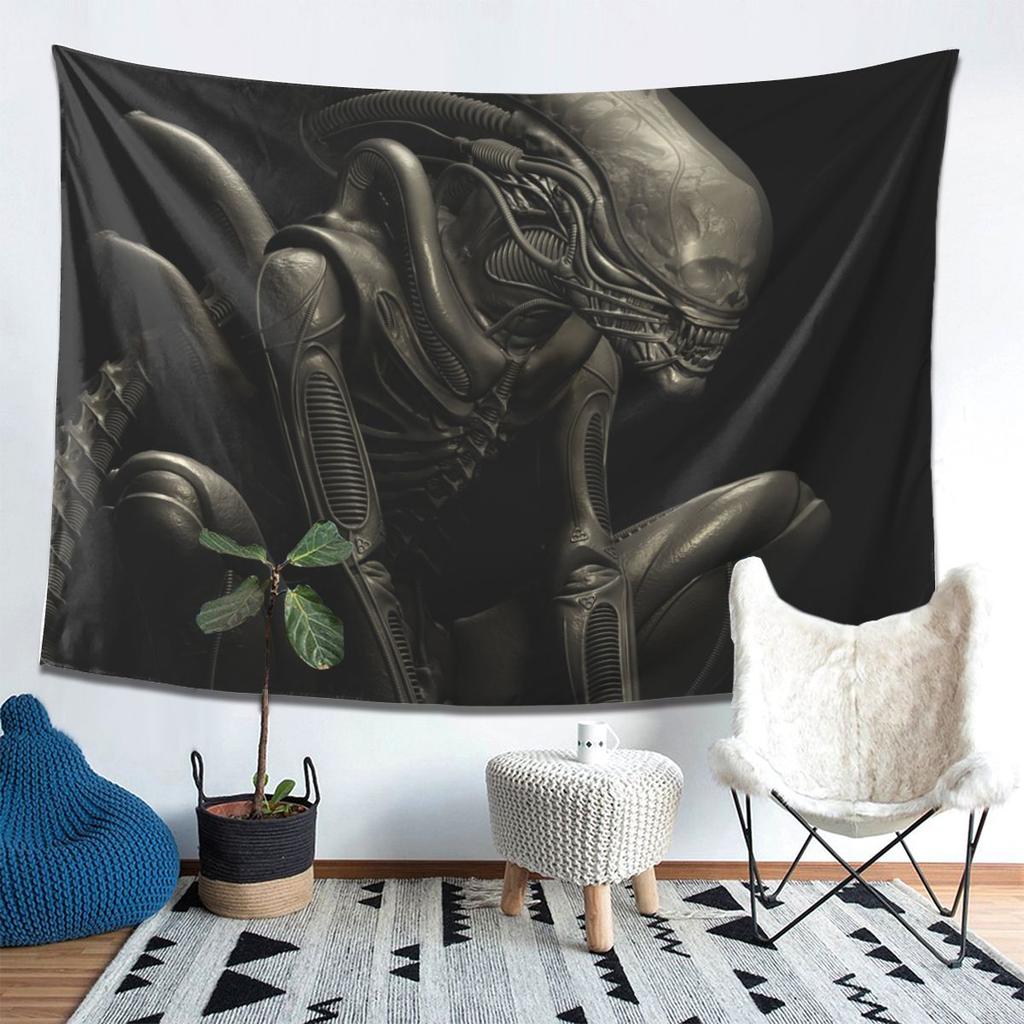 Xenomorph Alien Tapestry Decoration Art Aesthetic Tapestries for Living Room Bedroom Home Wall Cloth Wall Hanging