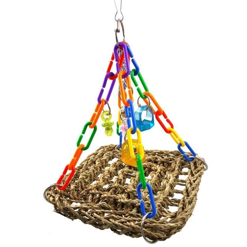 Lovebird Finch Canary Budgie Cage Perch Stand Swing Climbing Mat Straw Straw Mat Ladder Hammock Toy for Bird high quality