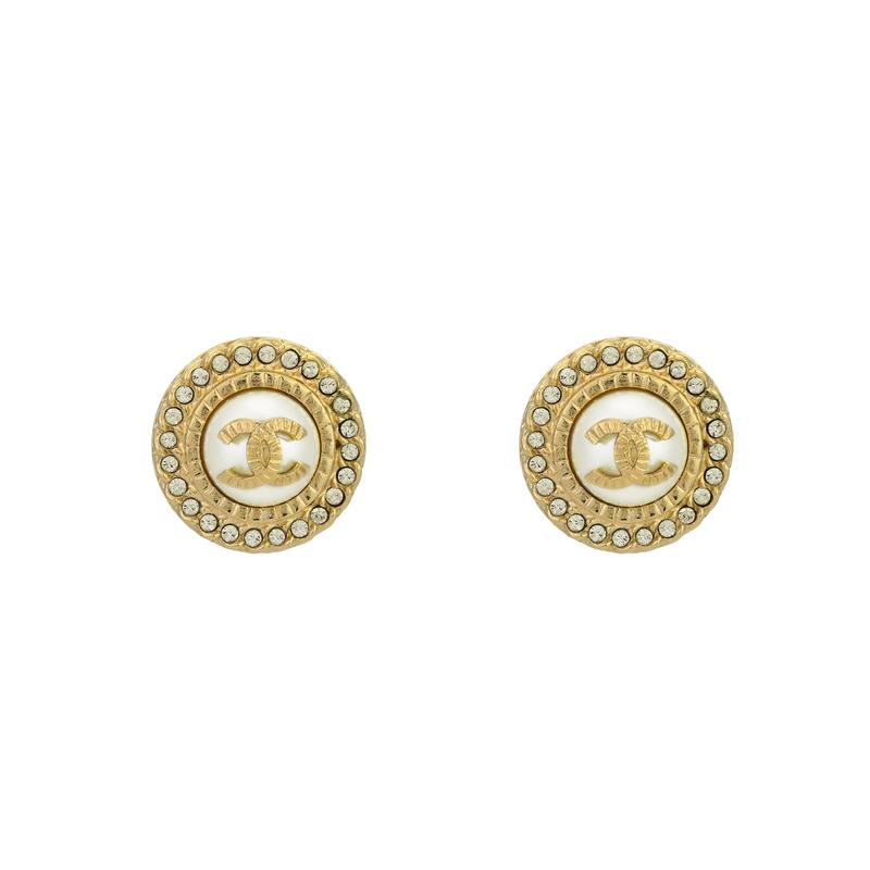 

CHANEL round classic double C logo metal earrings for women золотий