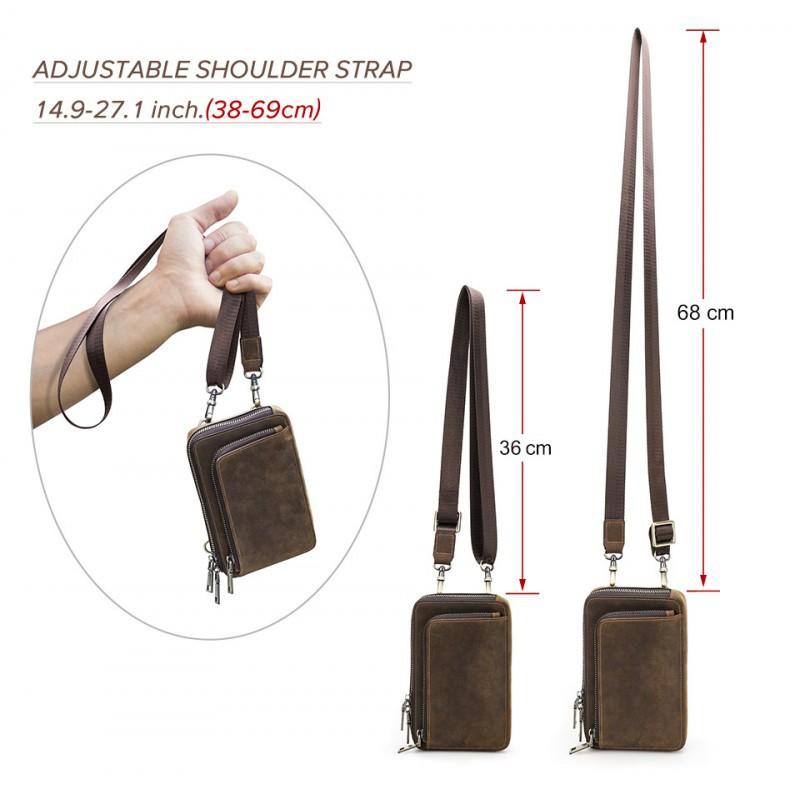 Retro Crazy Horse Leather Men's Mobile Phone Baotou Layer Fashion Casual Small Single Shoulder Crossbody Bag
