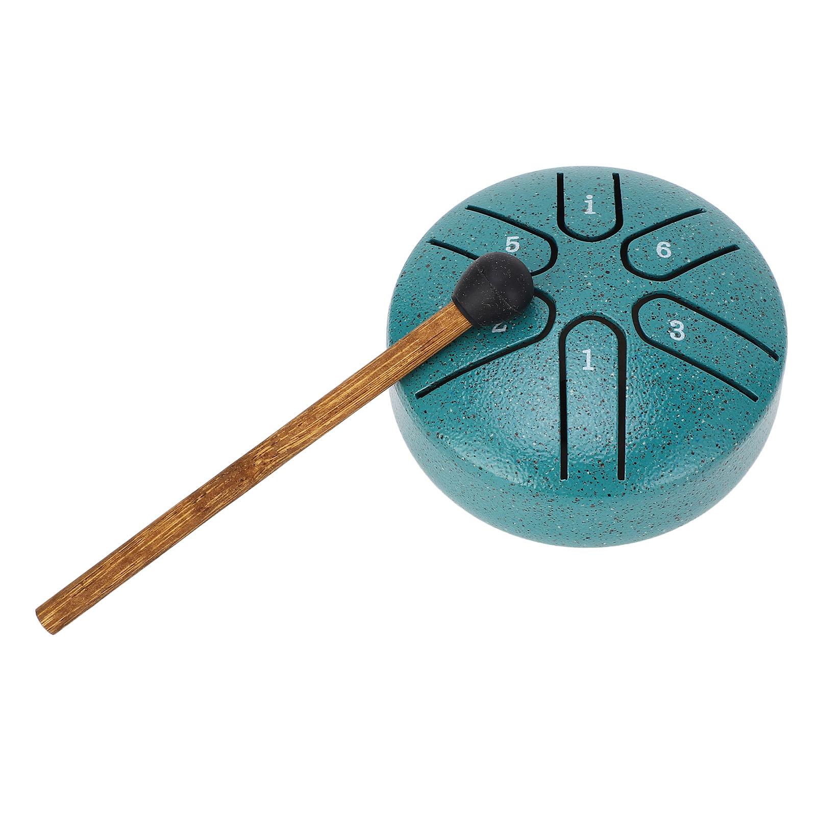 

Mini Steel Tongue Drum 3 Inch 6 Notes Worry Free Drum Kids Percussion Instrument for Relax Black зелений
