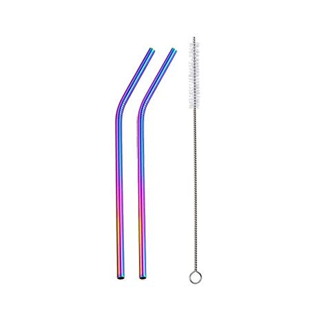 Colorful Stainless Steel Drinking Straws Straight and Bent Reusable Filter With Brush DIY Tea Coffee Tools Party Bar Accessories