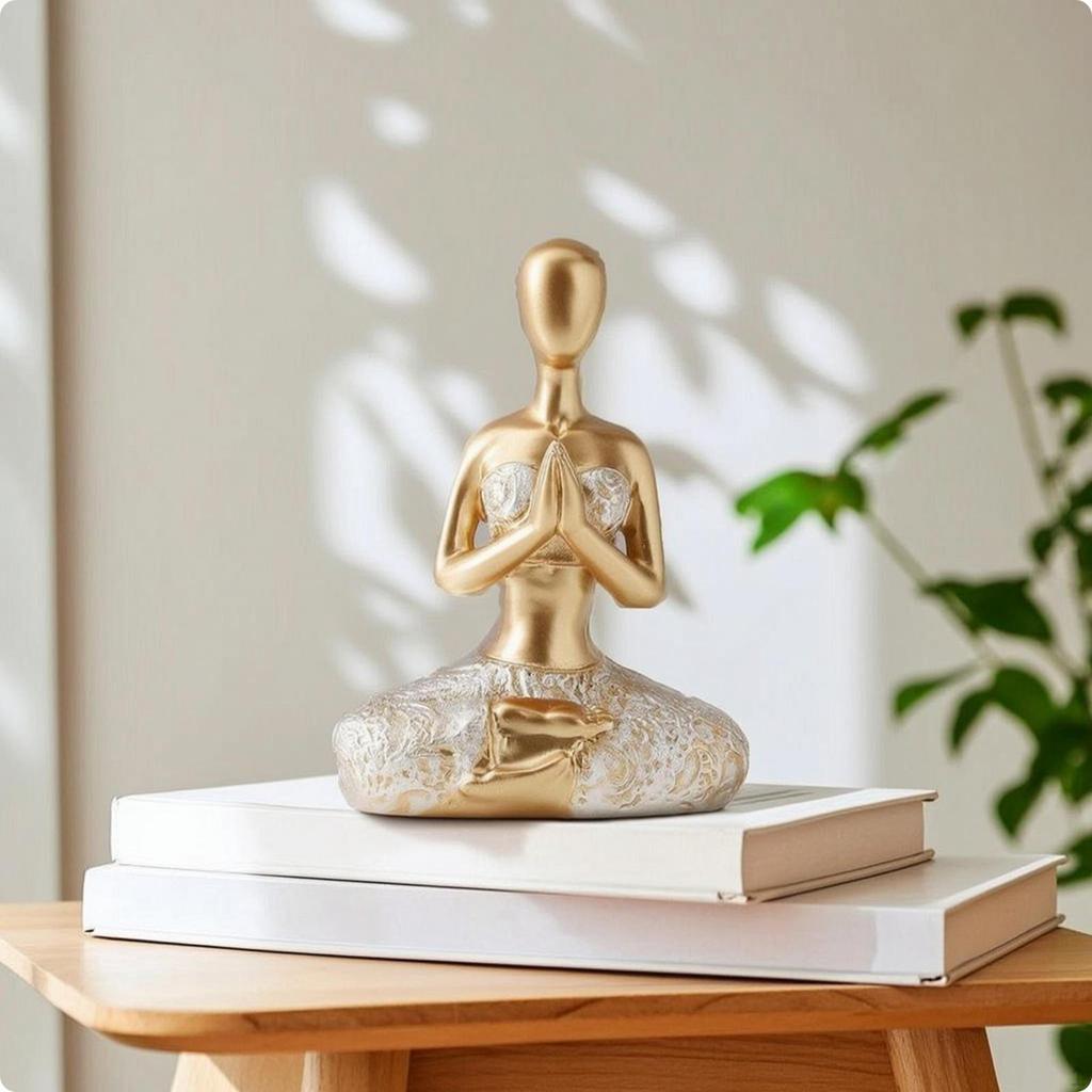 Meditation Figurine Mindful Pose Statue with Finish Tabletop for Yogi, Shelf, Desk