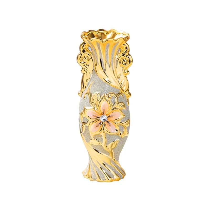 Grand Decorative 60 Cm Ceramic Floor Vase Luxury Gold Interior Creative Flower Vase Plant Pot Jarron Home Decor Aesthetic AA50VA