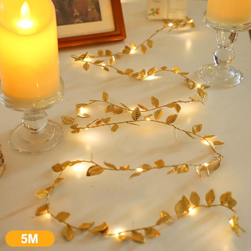 Flower Green Leaf String Lights Artificial Vine Fairy Lights Battery Powered Garland Light For Weeding Home Decor