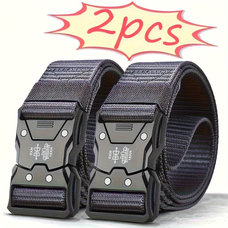 Tactical Quick Release Webbing Belt with Plastic Buckle, Stretch Nylon Parachute Cord Belt for Outdoor Hiking, Camping and Military Training