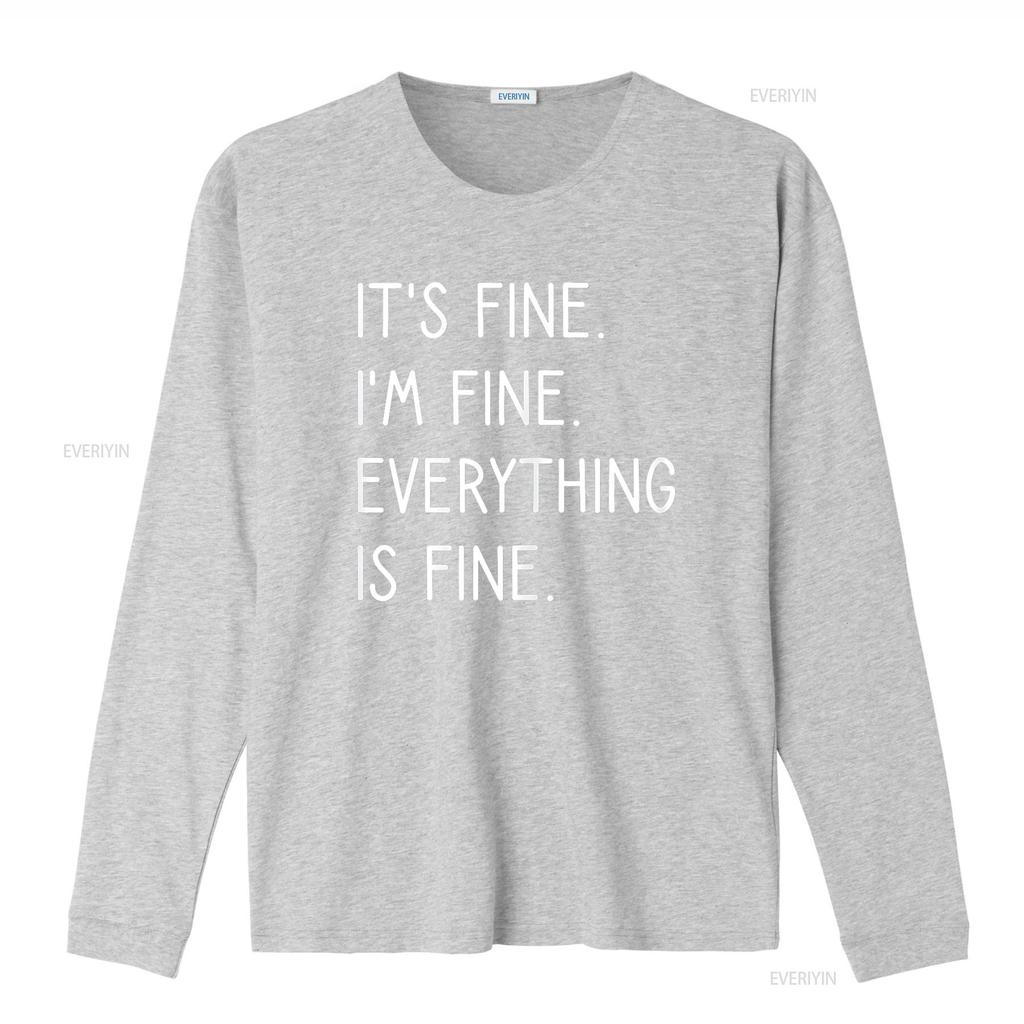 It s Fine I m Everything Is T Shirt vintage Washed Breathable graphic streetwear Casual Stylish homme Comfortable
