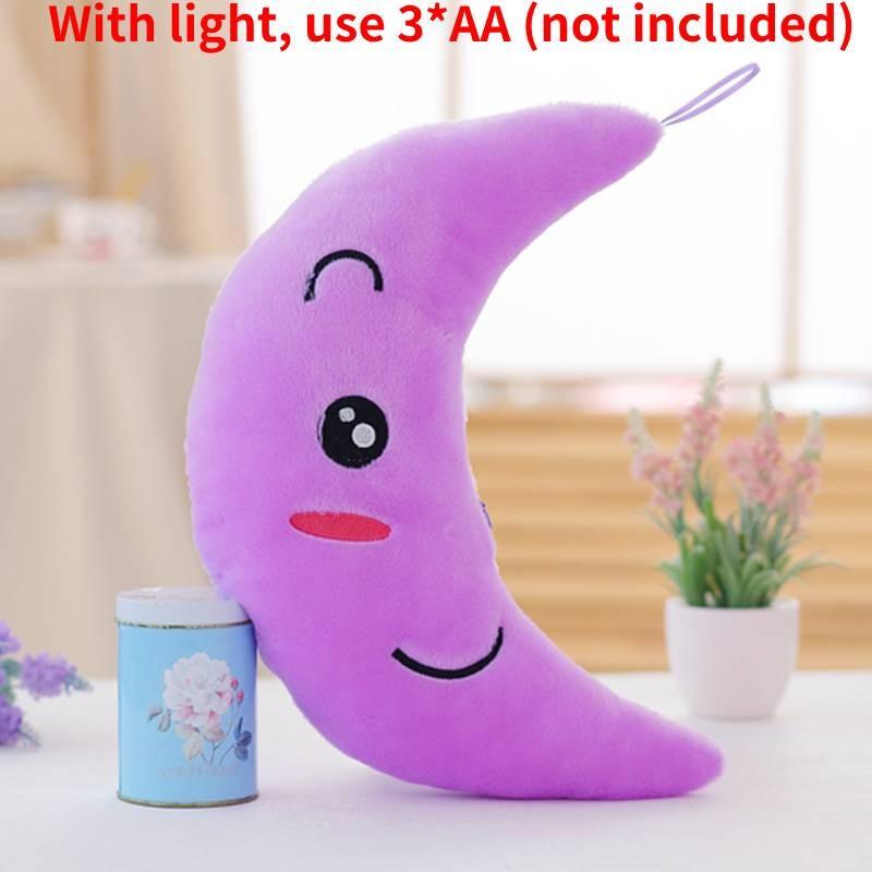 

Красочная светящаяся плюшевая игрушка Пентаграмма Луна Сердце Мягкая кукла Подарок Украшение Purple Moon