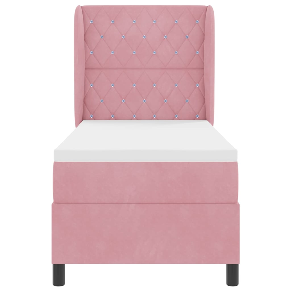 Box Spring Bed with Mattress and Headboard Pink 200 X 80 Cm Velvet