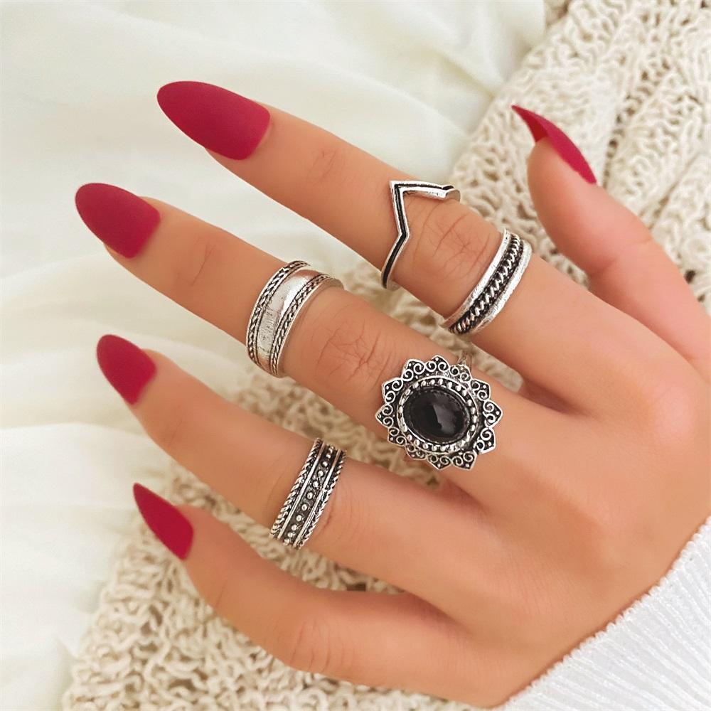Frauen Temperament Elegante Mode Böhmischen Punk frauen Ring Set Schmuck Ring