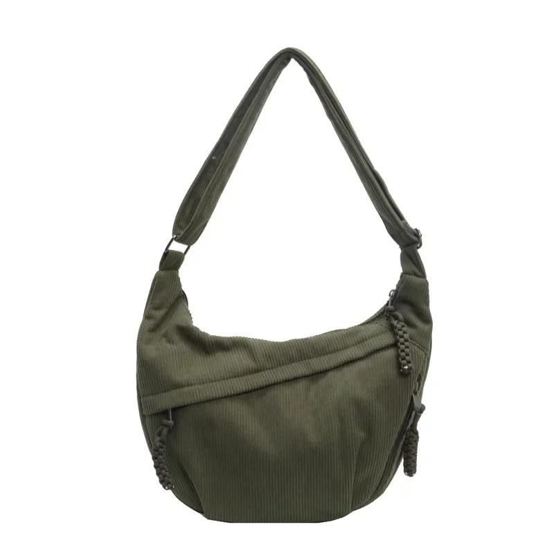 

Women Casual Corduroy Shoulder Bag Japan Style Versatile Crossbody Bag Large Capacity Classes Solid Color Hobo Commuter Bag