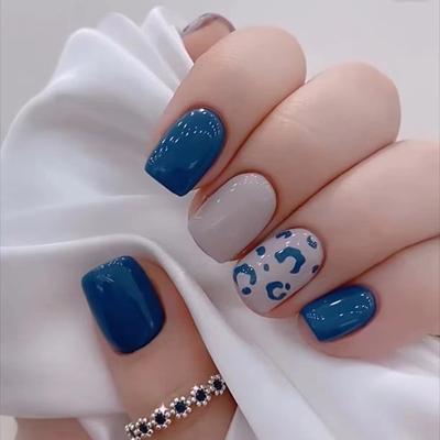 Nail Patch Leopard Print False Nail Short Square Wearing Nail Removable Color Jumping Nail Patch Nail Patch 24 Pieces