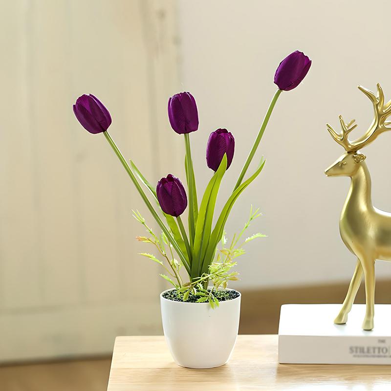 

5 головок Искусственный цветок Реалистичный на ощупь Искусственный букет Искусственный цветок для свадебного украшения Цветы Домашний сад Декор 35cm8cm9.5cm