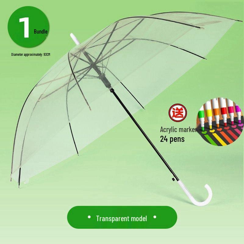 Прозрачный зонт с длинной ручкой для студентов - Одноразовый детский рекламный зонт с прямой ручкой