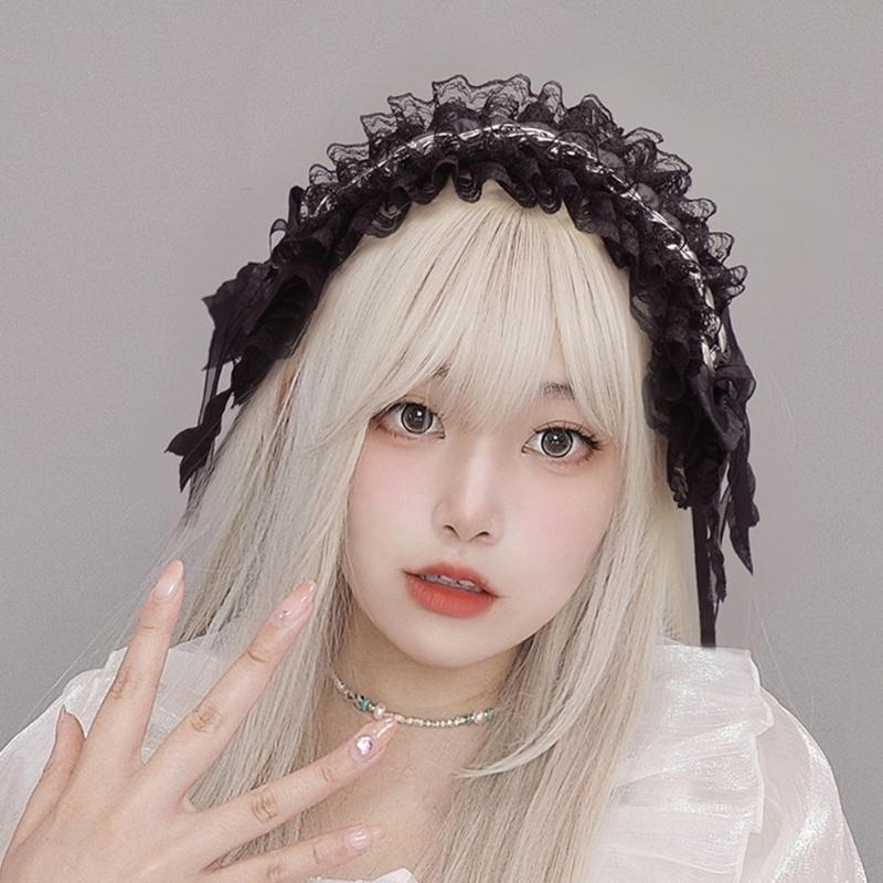 Gothic Punk Sweet Hairband Hair Band With Adjustable Band And Bowknot Design For Cosplay Stage Performances