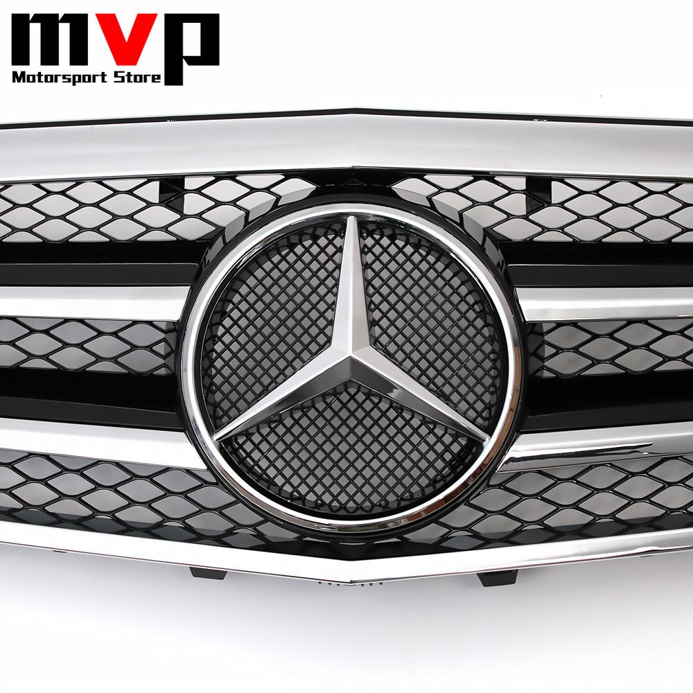Chrome Black AMG Style Racing Grille With Emblem Logo Badge For Mercedes Benz E-Class W212 2009-13 E200 E250 E300 E350 E500 E550 uuu1