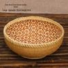 Handmade Bamboo Weaving Storage Basket - Round Farmhouse Style for Home and Kitchen Use