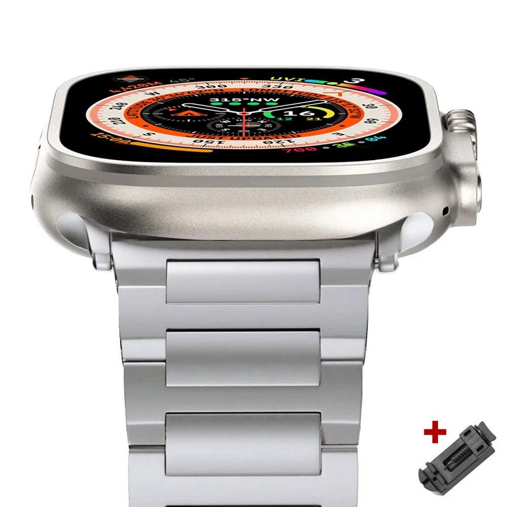 

Ultra Titanium Bracelet for Apple Watch 49mm 46mm 45mm 44mm Luxury Metal Strap for IWatch Series 10 9 8 7 6 5 SE 42mm 41mm Band 49mm 45mm 44mm срібний