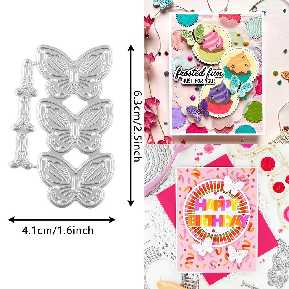 

Cake Butterfly Cutting Dies Sentiment Clear Stamps for Card Making Decoration and DIY Scrapbooking Supplies Decor