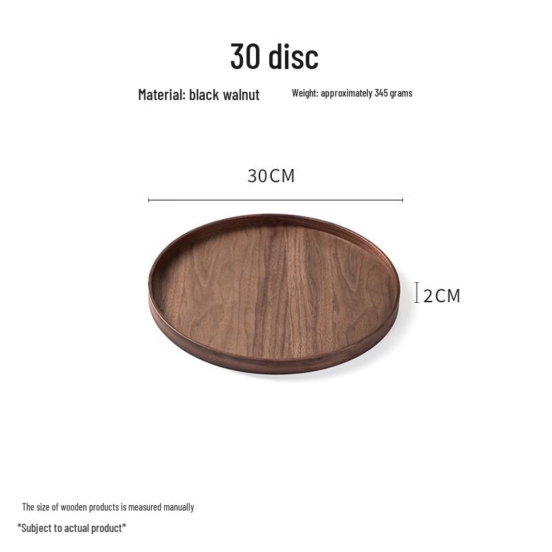 Black Walnut Wood Serving Tray Round 30x2cm