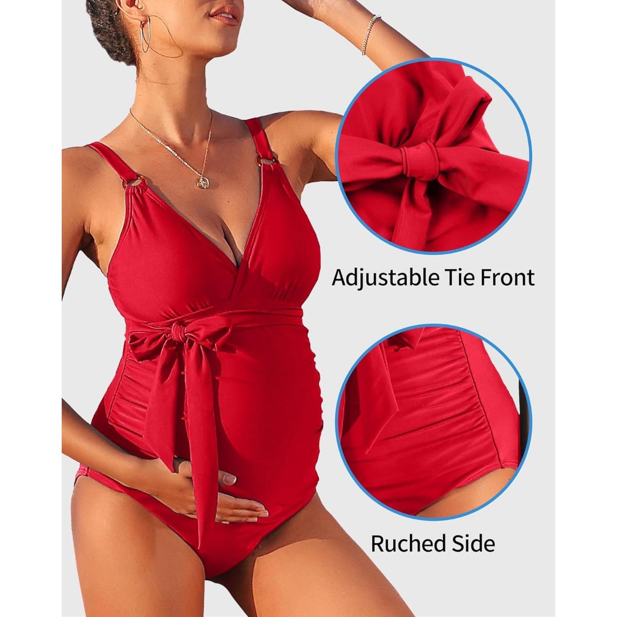 Charmleaks Купальник для беременных Цельный купальный костюм с v-образным вырезом — фото 4