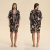 Womens Beach Cover Up Pearl Chiffon Printed Short Robe Sleepwear Loungewear ZP3939