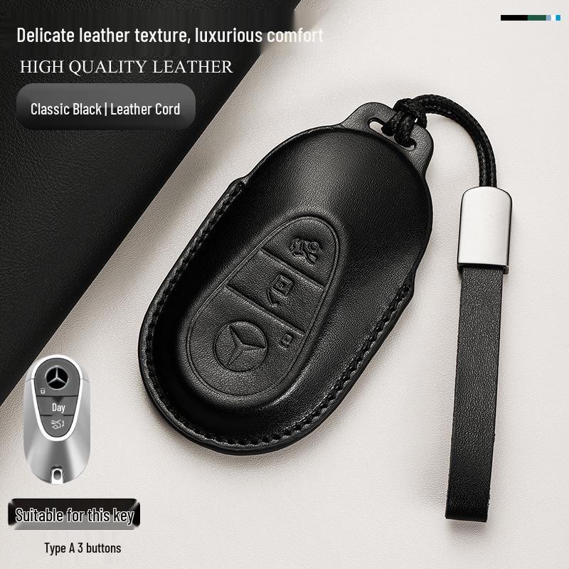Genuine Leather Key Cover for Mercedes C260L, GLA, GLC300L, GLE, E300L, A200L, and GLB