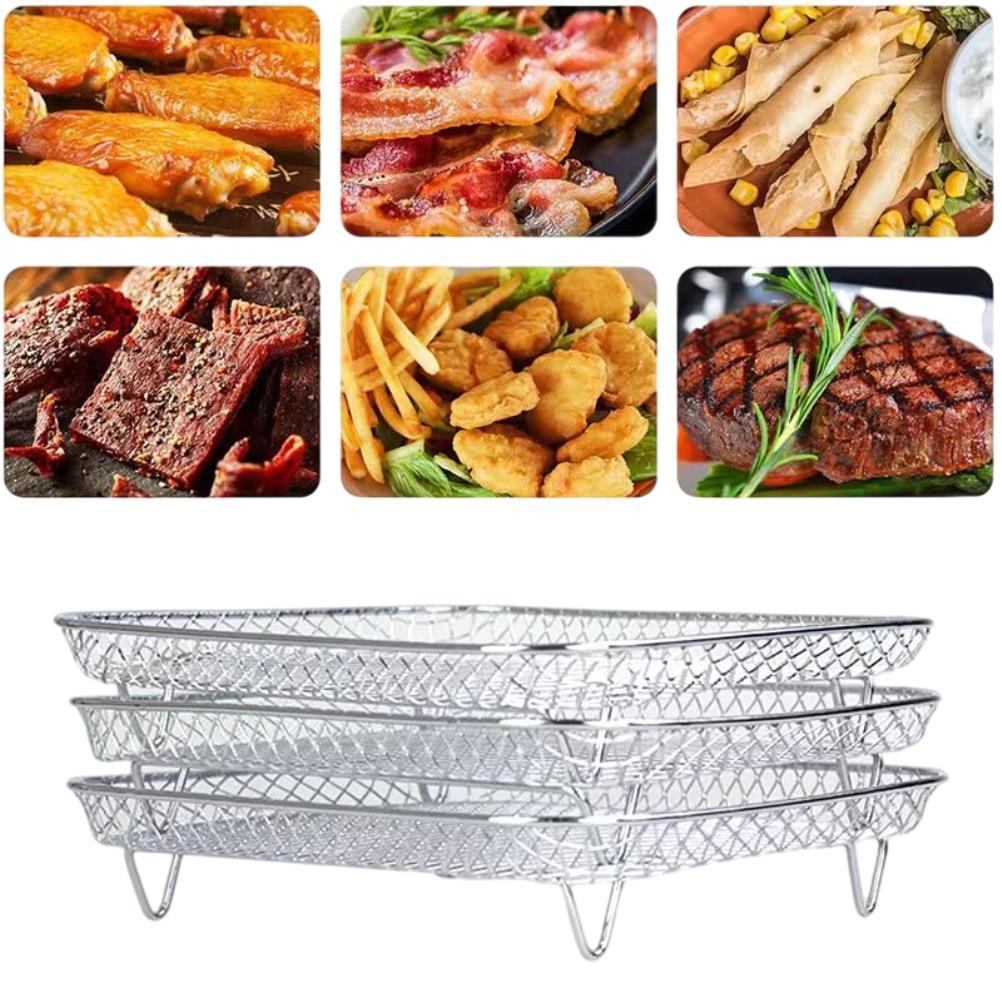 Airfryer-rist kompatibel for Ninja Foodi 8L Rustfritt stål Stabelbar Dehydrator-rist Airfryer
