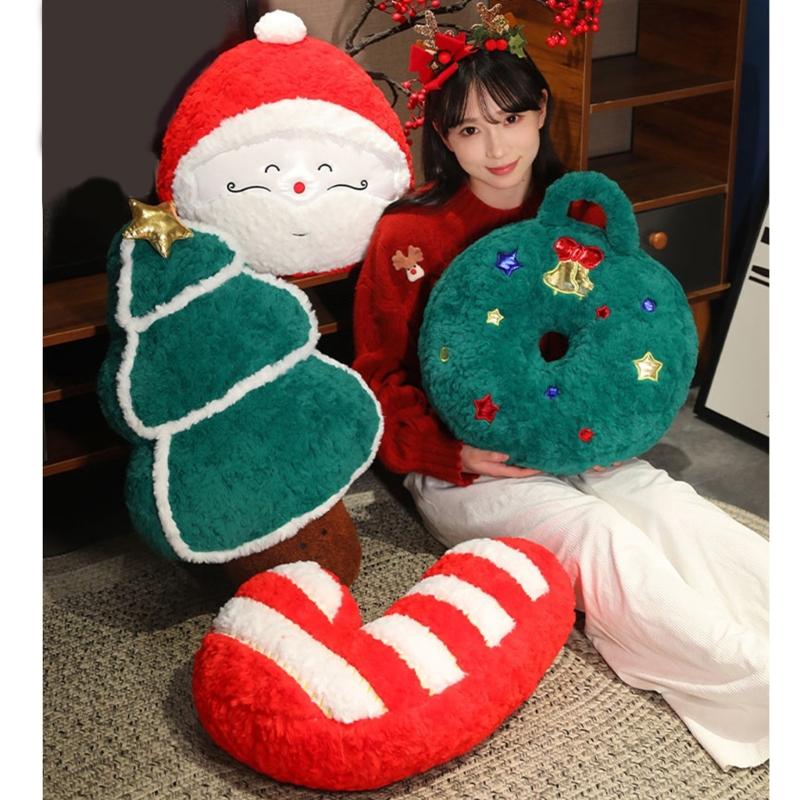 Plushie Throw Pillow Comfortable Christmas Holiday Cushion for Sofa and Bed Decoration Throw Pillows 1PC