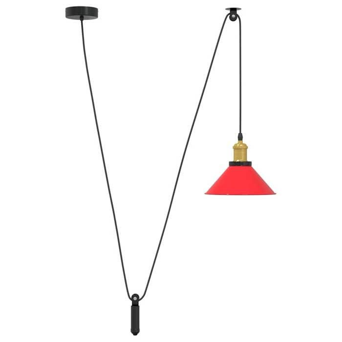 VidaXL Lampe suspendue réglable hauteur E27 rouge brillant Ø22cm métal, éclairage suspendu, éclairage suspendu de cuisine, 4103449
