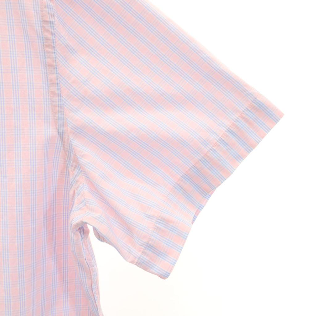 Lacoste Check Pattern Short Sleeve Button Down Shirt 43 Pink Men's Used