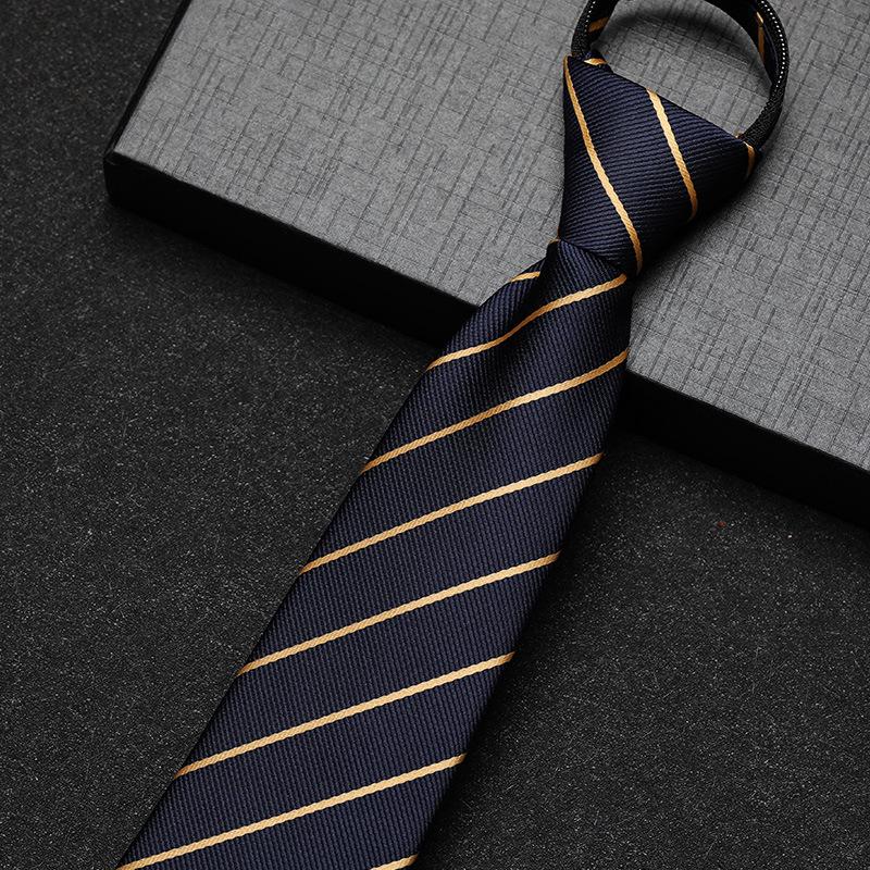 Business Dress Lazy Zipper Free Groom Best Man Wedding Korean Narrow Shirt Striped Plaid Tie