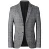 Spring and Autumn Men's Woolen Coat Slim Trench Coat Men's Plaid Jacket Suit