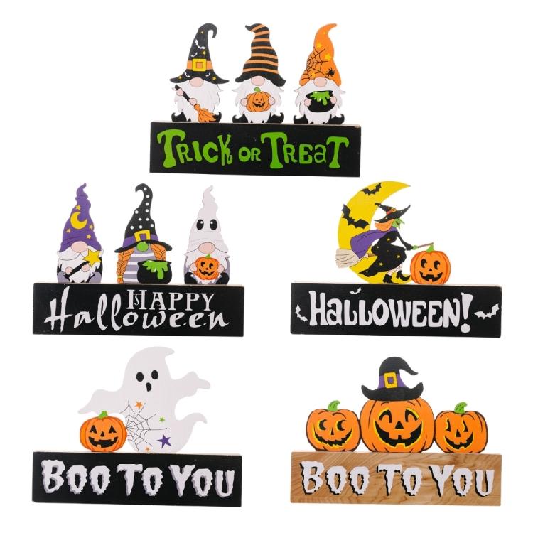 Halloween Gnomes Wooden Ornaments for Haunted House Halloween Party Decoration