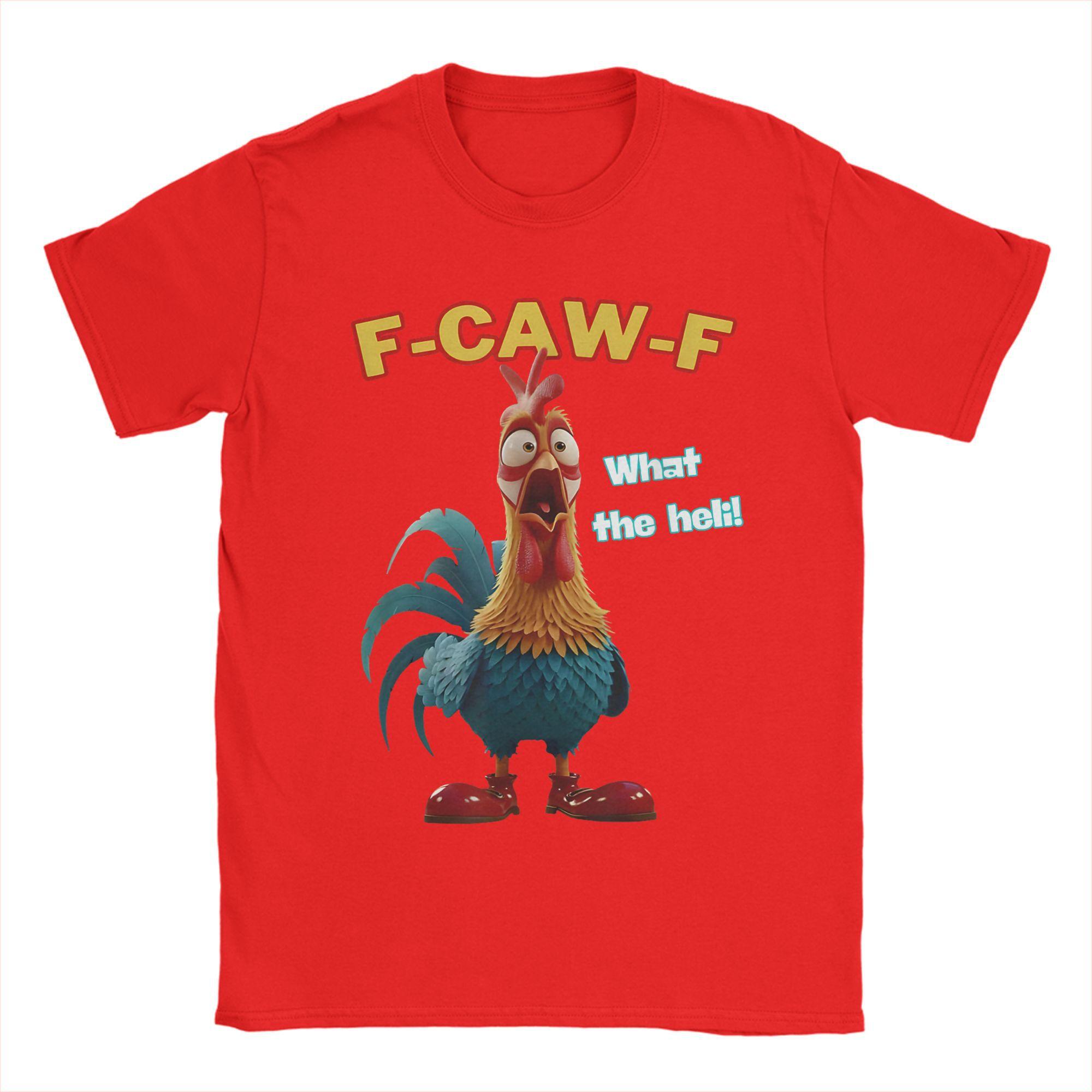 Men s Funny Chicken F-Caw-F What The Heli T Shirt Poultry Humor 100% Cotton Tops Funny Short Sleeve Tee Shirt Printing T-Shirt S