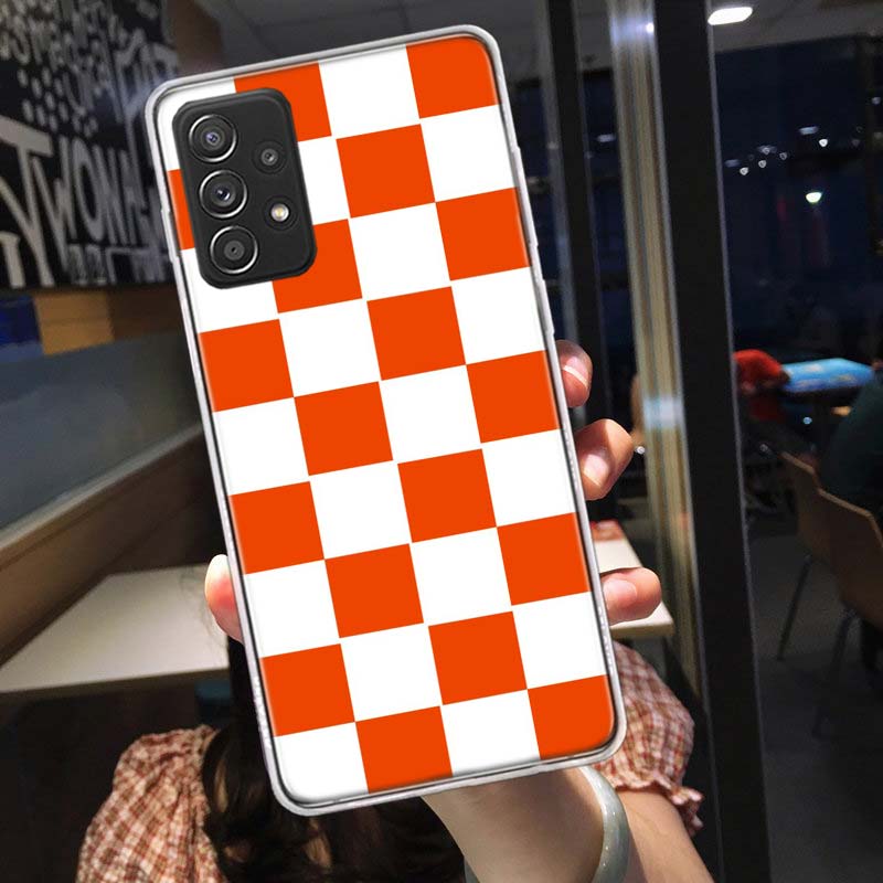 Retro Classic Chess Board Grid Phone Case for Samsung A54 A57 A37 A17 A14 A15 A12 A24 A34 A55 A35 A25 A52S A07 A05S A04S A22 A32