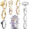 Fashion Luxury 925 Silver Heart, Bow Ring Suitable for European Women's Exquisite Jewelry Gifts