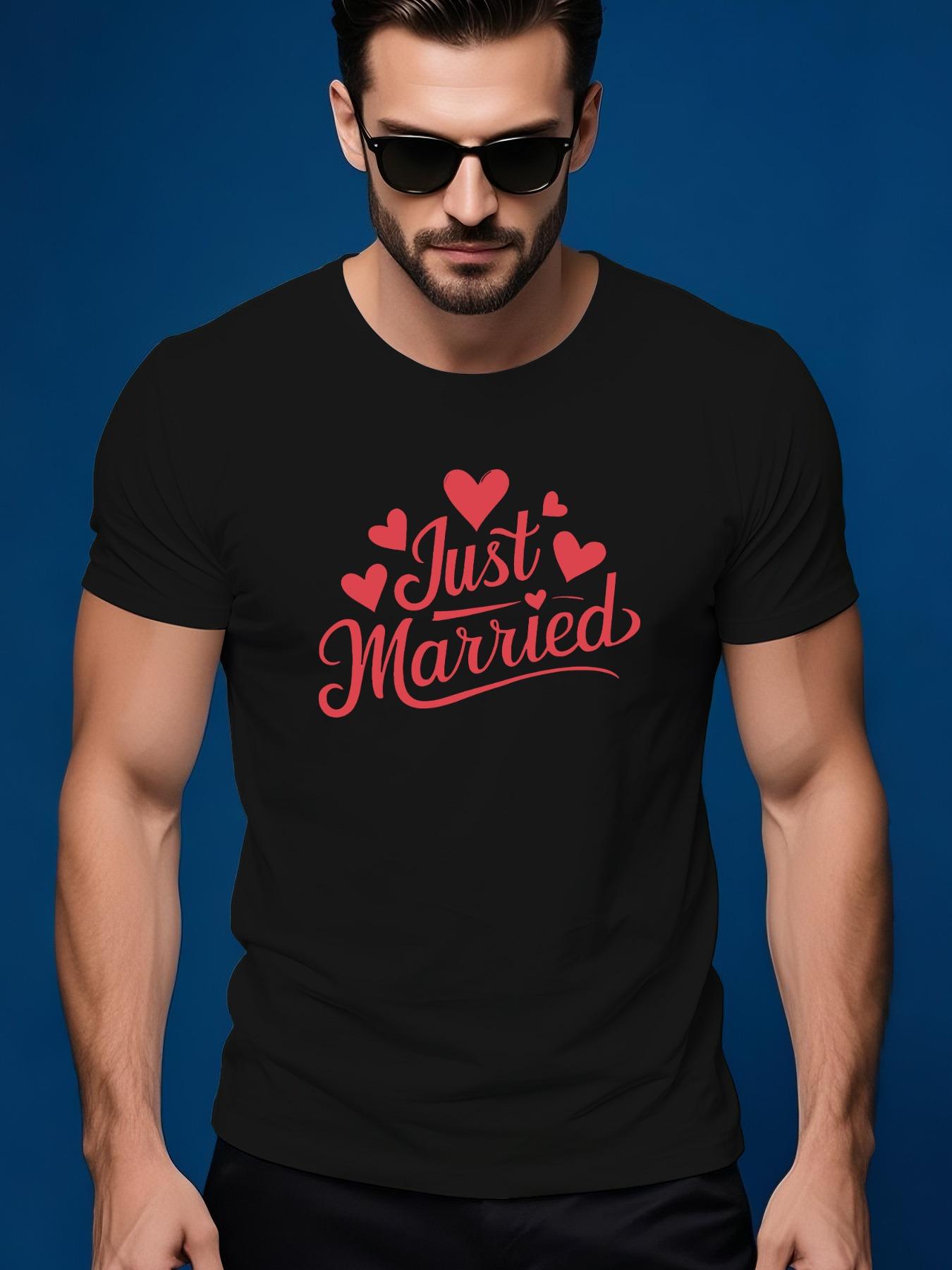 JUST MARRIED Graphic Print Cotton Tshirt - Crew Neck XXL