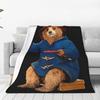 Britain Paddington Brown Bear Warm Blanket Cute Movie Cartoon Travel Plush Throw Blanket Flannel Bedspread Sofa Bed Cover