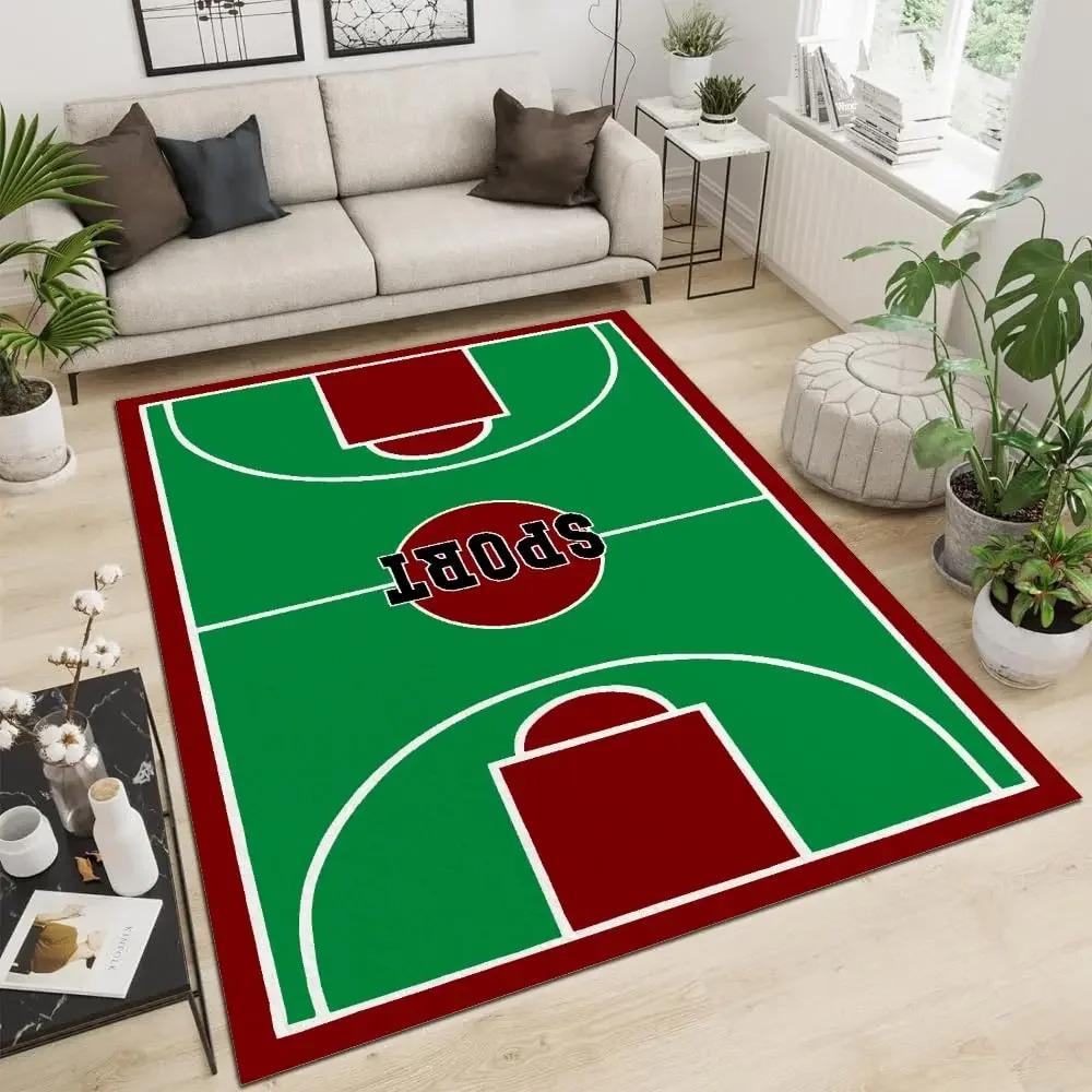 Tappeto Area Campo da Calcio per Bambini, Tappeto Creativo con Motivo a Campo da Calcio, Tappetino Antiscivolo per Pavimento del Soggiorno Adatto per la Stanza dei Giochi