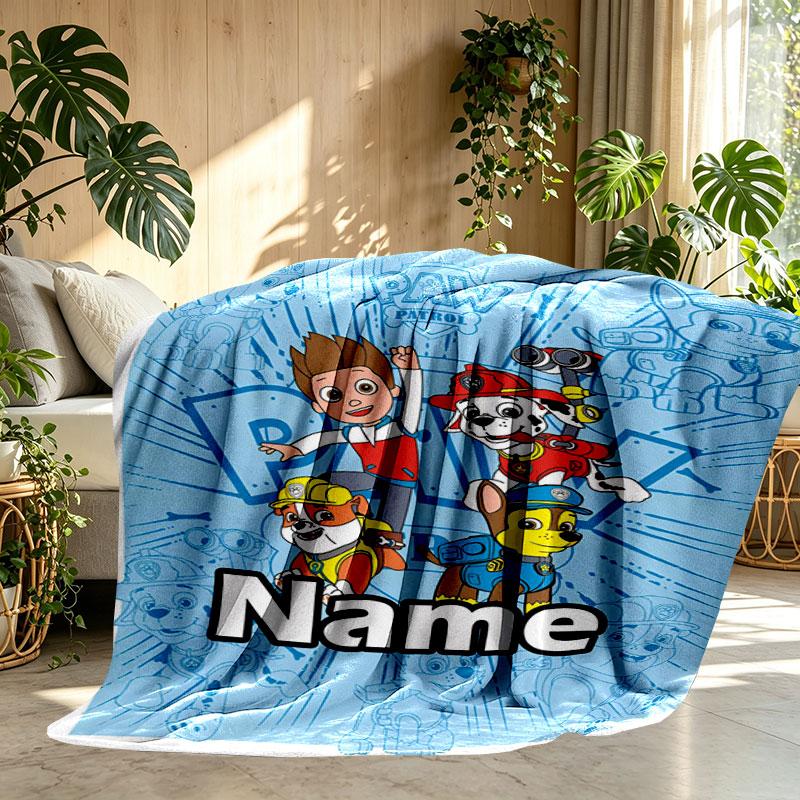 Custom Name Personalized PAW Patrol Print Blanket, Home Decor, Bedroom, Sofa, Camping, Couch, Gifts for Birthday Christmas