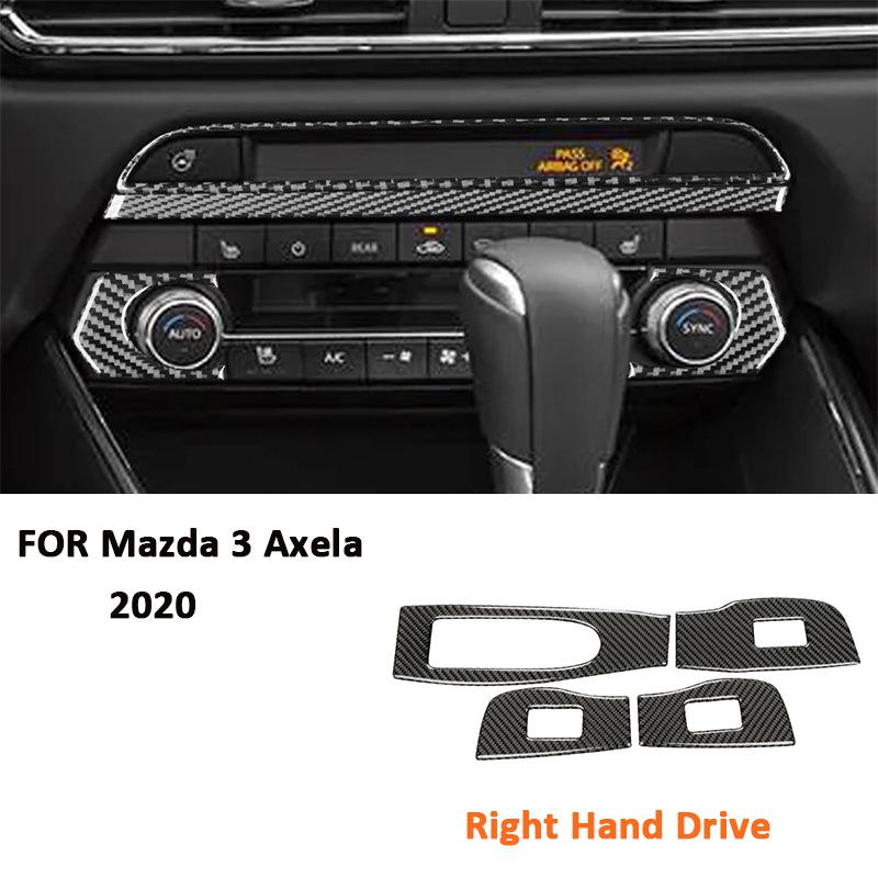 For Mazda 3 Axela  Carbon Fiber Car Window Lifter Switch Panel Frame Trim Cover Interior Decoration Sticker Auto Accessories
